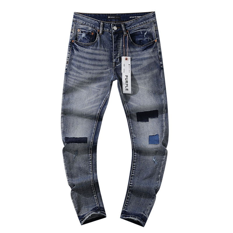 跨境欧美PurpleBrand牛仔裤jeans水洗做旧复古破洞泼墨潮流直筒|undefined