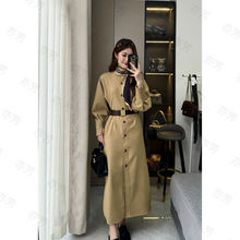春秋感气质时尚减龄淑女立领风衣夏季显瘦法式宽松长款外套