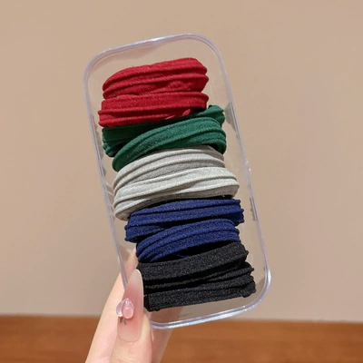 Saç üçün rezinlər Elasticity Durable Rubber Band, Women's - dark-color-horizontal-stripes-in-a-box-of-10-for-adults-and-children