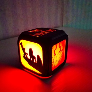 Forest Lion King creative 3D three-dimensional led small alarm clock children's room bedroom LED night light electronic clock bedside clock