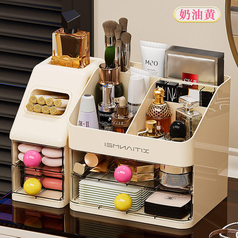 Caja de almacenamiento de cosméticos, escritorio, caja de almacenamiento de alta calidad, tocador de gran capacidad, productos para el cuidado de la piel, máscara de lápiz labial, estante de almacenamiento