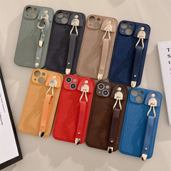 Minimalist Fashion Apple 14 Phone Case with Leather Strap, iPhone 13 Hard Case, 12 Pro Max Luxurious Women's Style