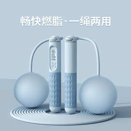 跨境跳绳智能无绳计数负重钢丝绳学生体育运动用品大球跳绳批发