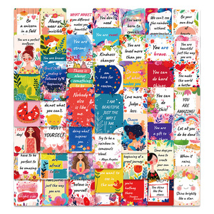 50 English Motivational Text Cards, Exam Cheering Stickers, Postcards, Class Atmosphere Layout Cards