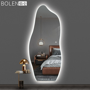 Light Luxury Smart Dressing Mirror Asymmetrical Special-Shaped Home Ins Style Full Body Fitting Mirror Led Wall-Mounted with Light