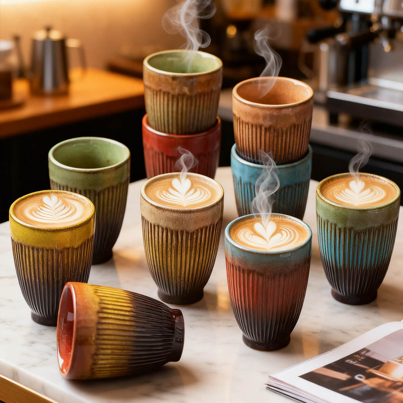 Manufacturer's Retro Stoneware Coffee Breakfast Cup Couple Cup Japanese Kiln-Turned Hand-Held Cup High-End Restaurant Hotel Water Cup