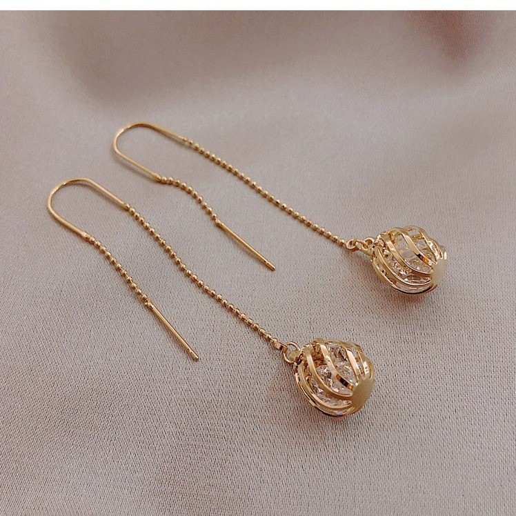 新款秋冬长款流苏925银针耳环女小众设计感耳线高级轻奢百搭耳饰