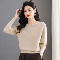 蝙蝠袖毛衣女春秋2025短款洋气宽松内搭洋气针织打底衫遮肚子上衣