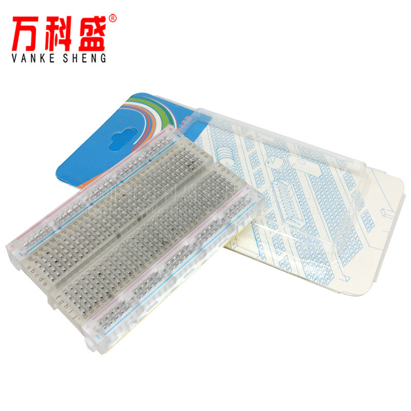 400-Hole Transparent Breadboard Transparent 400-Hole Breadboard Experimental Board 83X55 mm Board