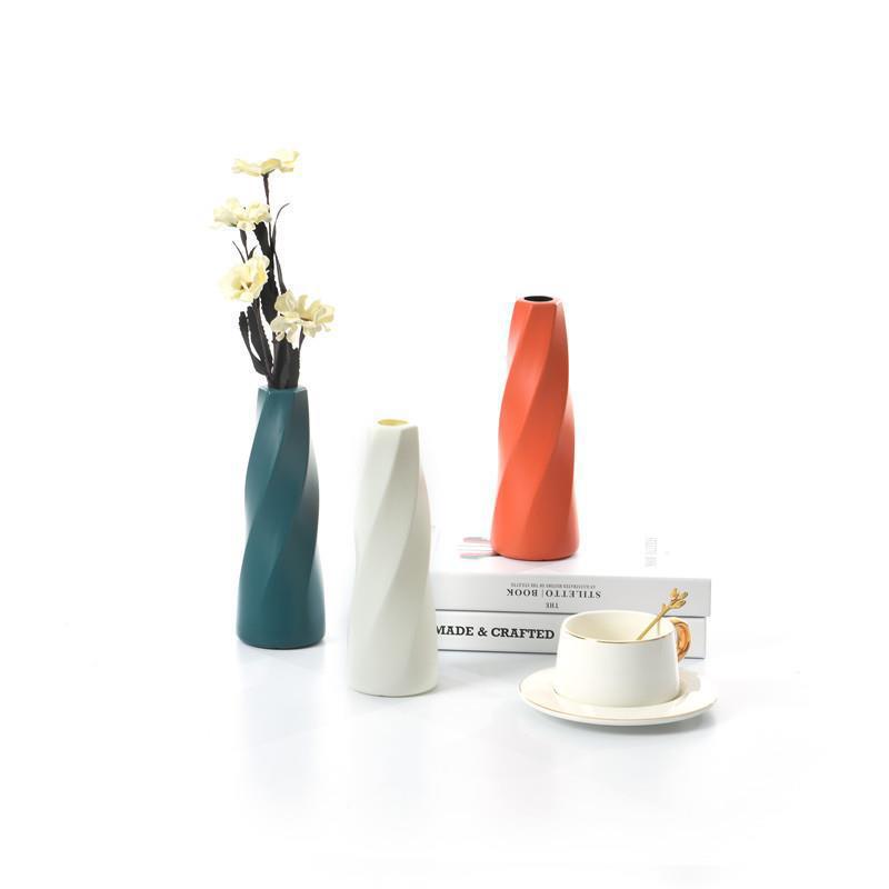 Jarrón decorativo de plástico estilo nórdico, resistente a caídas