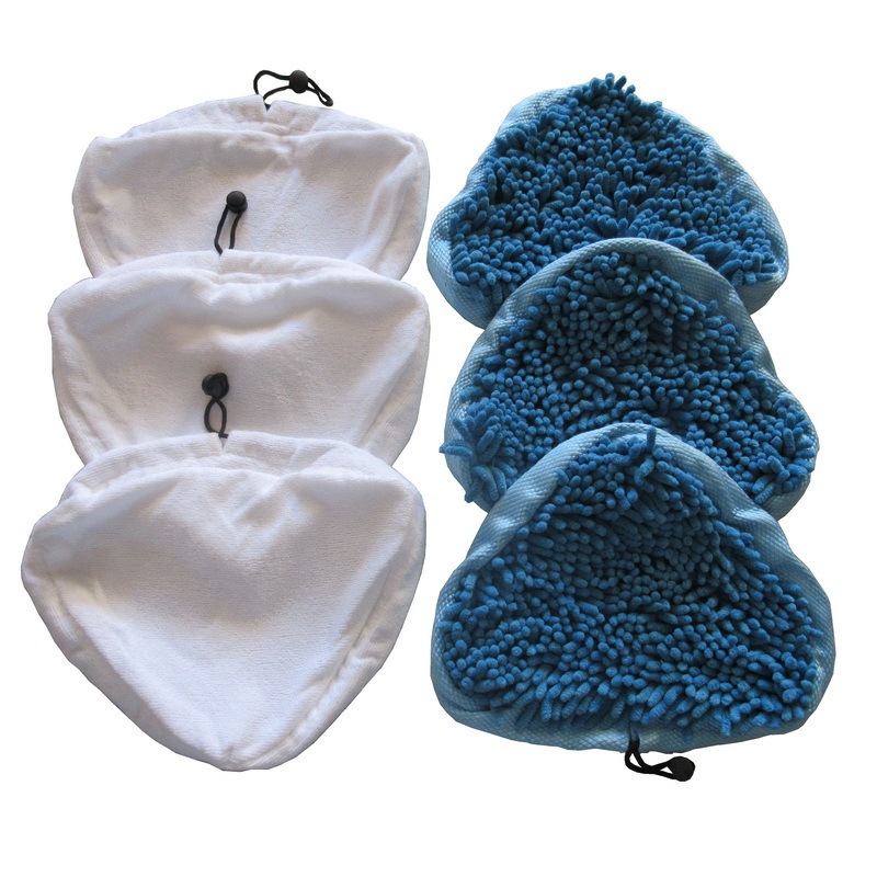 6-Pack Steam Mop Cloth Covers Blue Chenille X5 Mop Accessories H2O White Towel Triangular Cloth Cover
