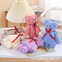 厂家批发经编珊瑚绒菠萝格毛巾小熊喜铺百天宴幼儿园婚庆伴手礼品