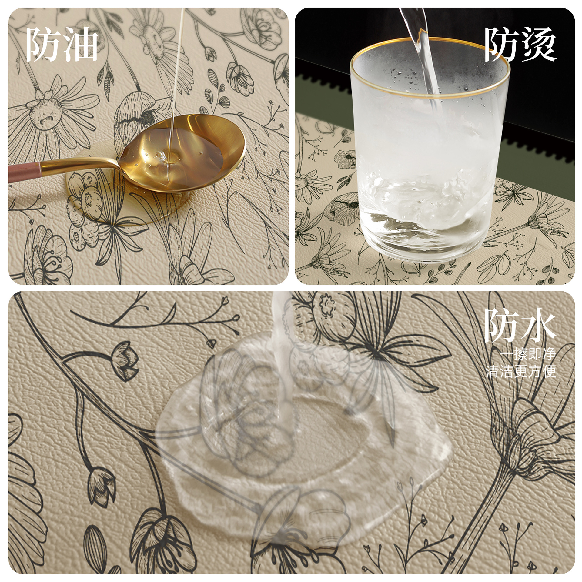 Cojín de mesa retro lujoso ligero de alta sensación manto de mesa impermeable a prueba de aceite sin lavado cojín de mesa de cuero estilo medieval cojín de mesa verde