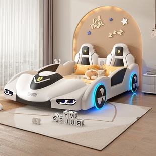 Children's Bed Boy Cartoon Car Bed 1.5m Small Solid Wood Single Bed Creative Storage Racing Car Double Bed