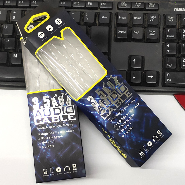 适用音频线通用包装盒3.5mm公对公包装盒子纸盒现货秒发彩印