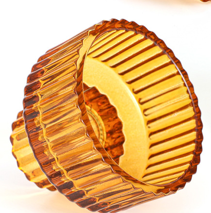 En stock estilo europeo simple patrón vertical candelabro de vidrio mesa de comedor romántica vela titular base creativa decoración del hogar