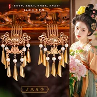 Hanfu головной убор, легированная расческа для волос, ретро, изысканное украшение, кисточка, волосы, Тан Фэн