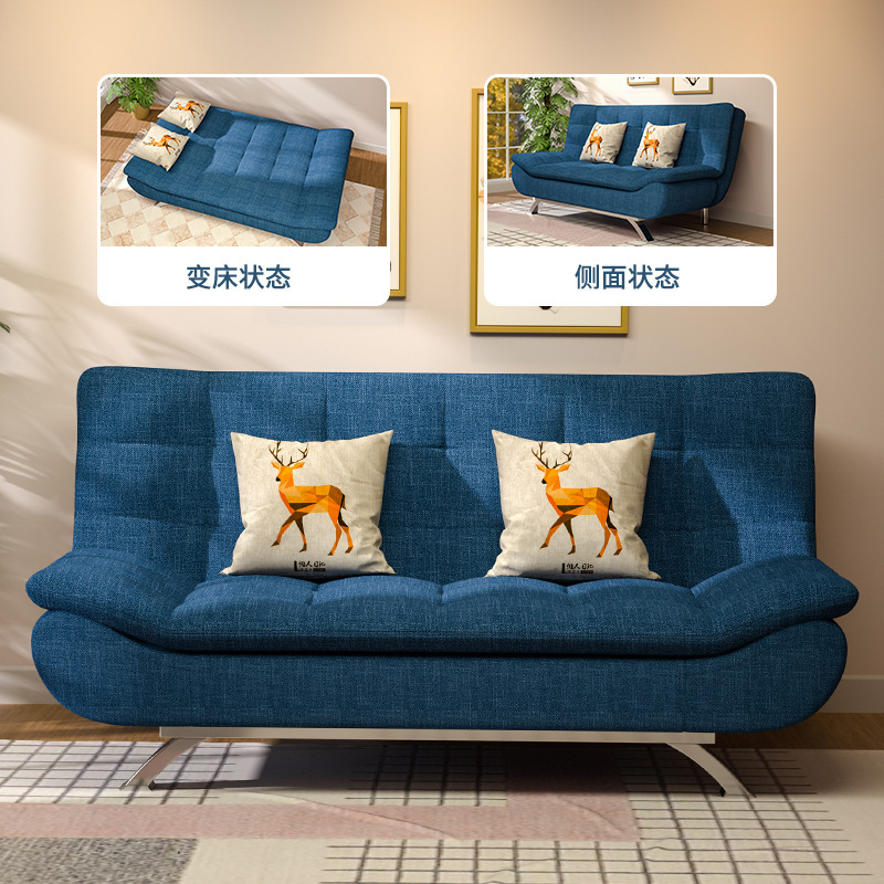 Lazy diary sofa dual-use modern minimalist living room bedroom small apartment double three-seat fabric sofa bed