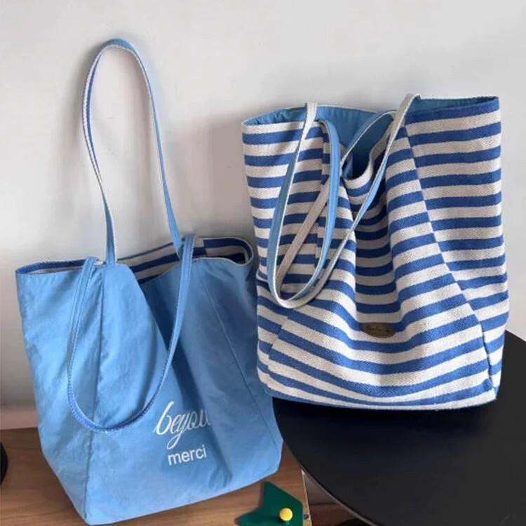 2025 Sea Salt Blue Really Feels Great. a Pack of Two Ab Double-Sided Large Tote Bags for Daily Commuting Niche Bags