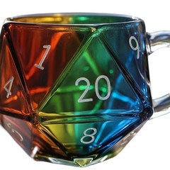 跨境彩虹D20骰子杯多面体骰子咖啡杯游戏杯游戏夜杯奇幻爱好者礼