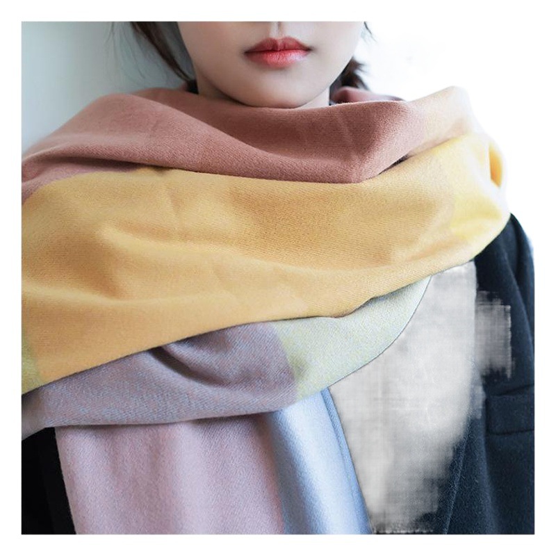 2025 New Style Scarf Women's Autumn and Winter Thickened Warm Cashmere Large Plaid Scarf Women's Winter Shawl Western Style Scarf