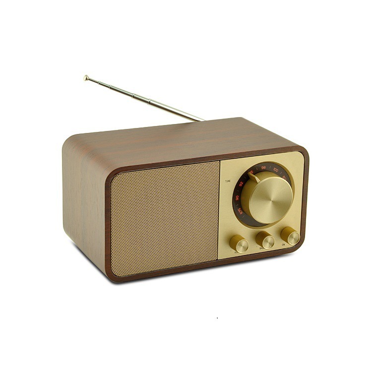 Small Retro Wooden Plastic Bluetooth Speaker Portable Fm Radio Portable Computer Birthday Gift