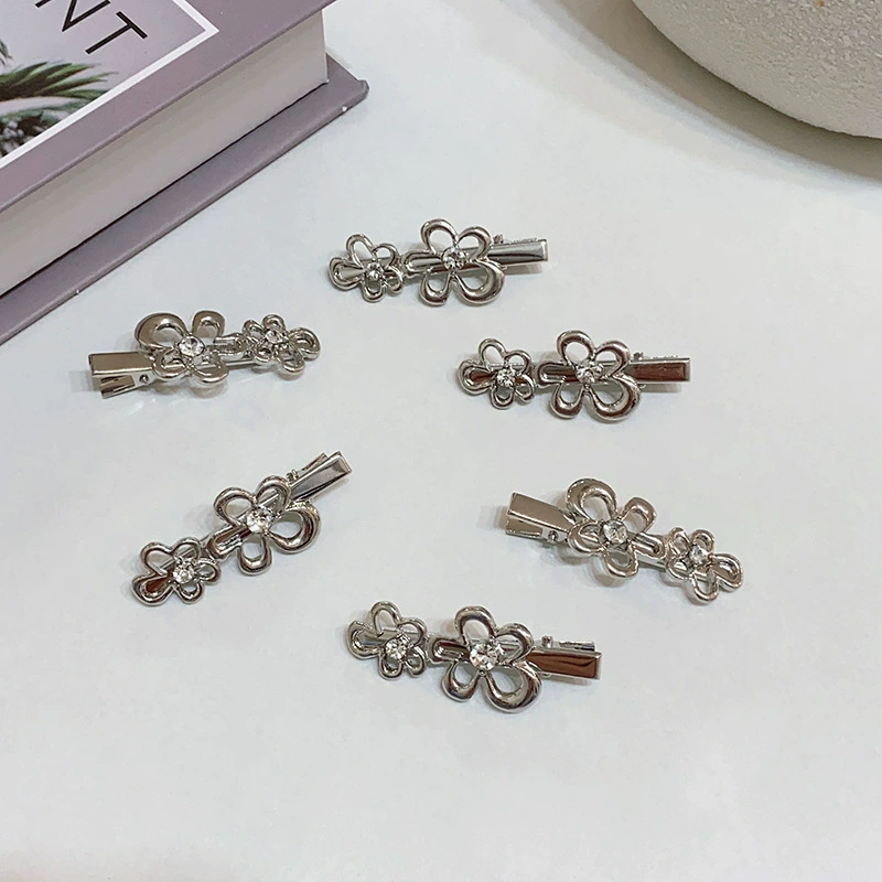 Милк ФуФу ~ сладкий и прохладный металлический цветок rhinestone bangs прическа зажим для волос пара боковых зажимов для украшения девочке сердце