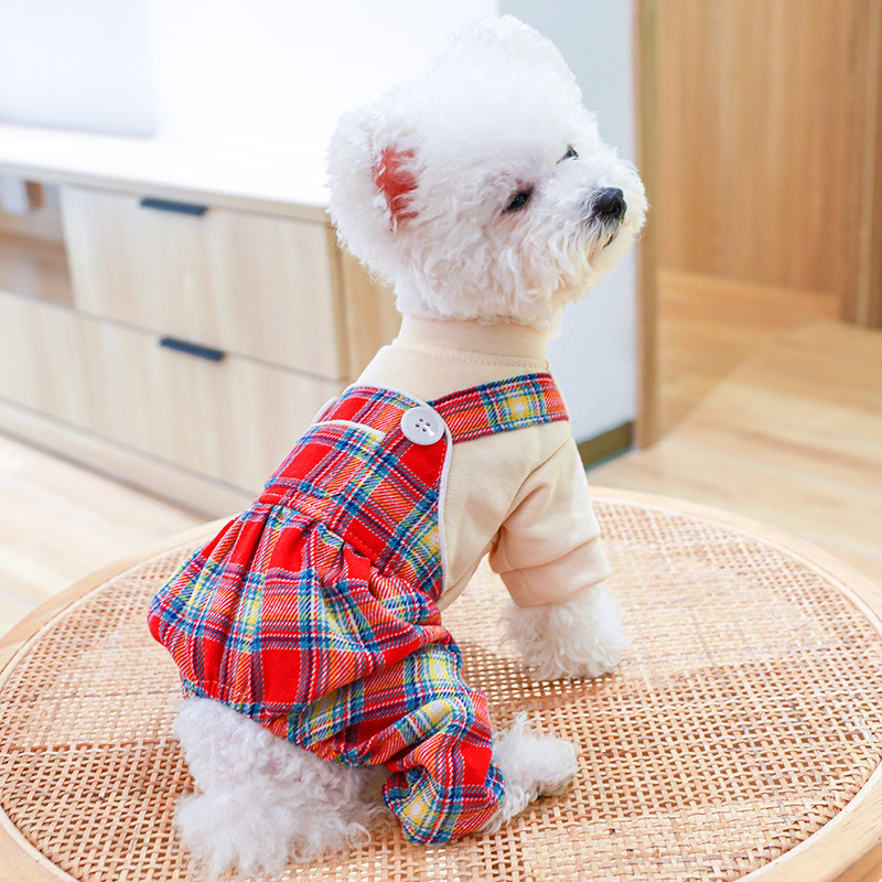 白ボタンダウンパンツ-赤チェック