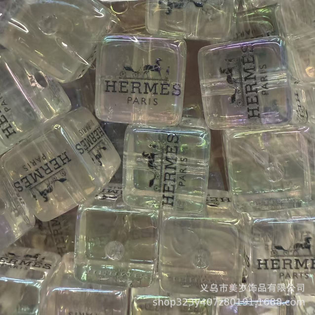 16mm acrílico transparente impresión de cuentas cuadradas de gran nombre agujero recto diy con cuentas cadena de teléfono móvil accesorios de llavero cuentas sueltas image 18
