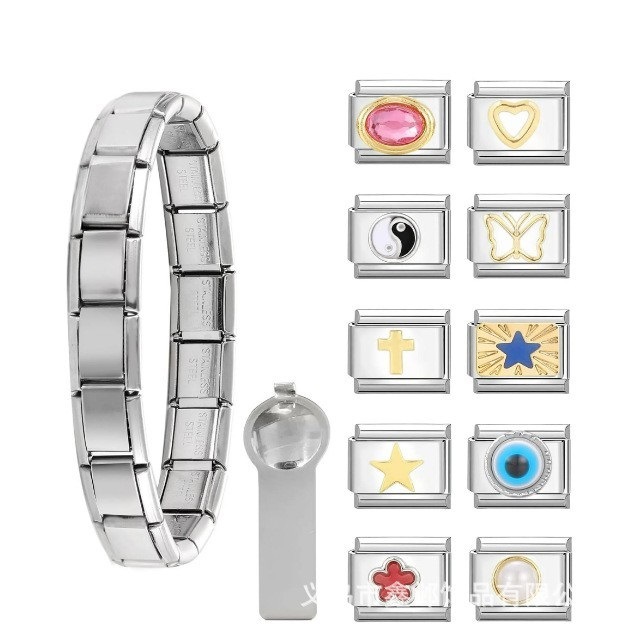 Cross-border New DIY suit Stainless Steel Module Chain New Year Accessories Hand-stitched Joker Italian Style