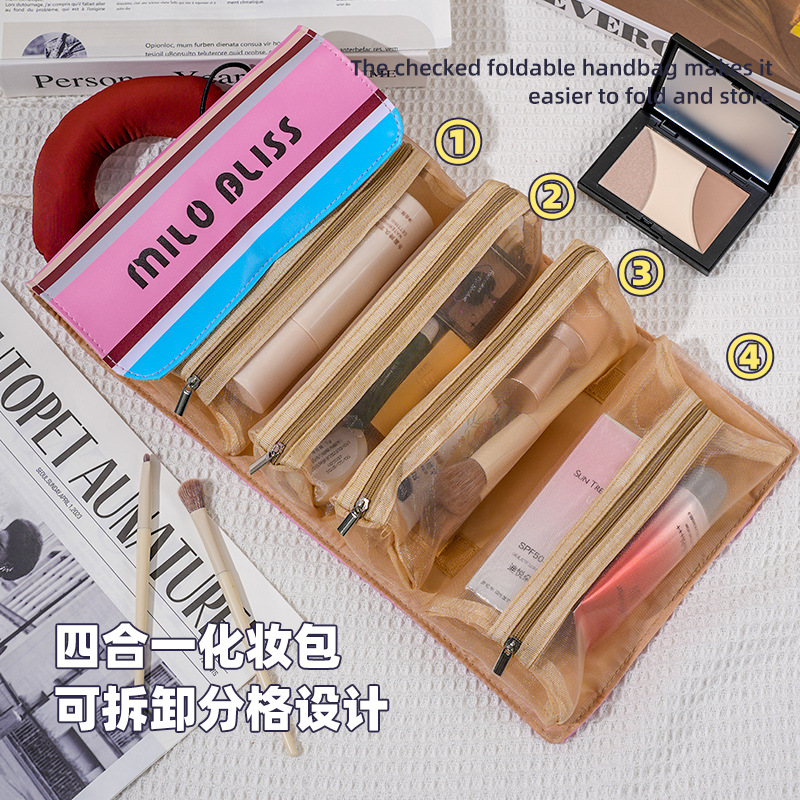 Xiaohongshu bolsa de cosméticos explosiva bolsa de lavado impermeable portátil de color de contraste lindo de gran capacidad bolsa de almacenamiento para productos para el cuidado de la piel femenina
