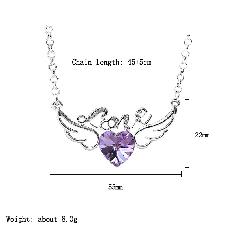 Mode Buchstaben Herzform Flügel Legierung Inlay Künstliche Kristall Valentine's Day Damen Halskette display picture 1