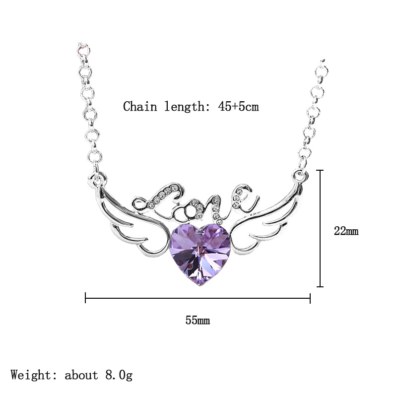 10g Weight Costume Props Event & Party Supplies Fashion Letter Heart Shape Wings Alloy Inlay Artificial Crystal Valentine's Day Women's Necklace