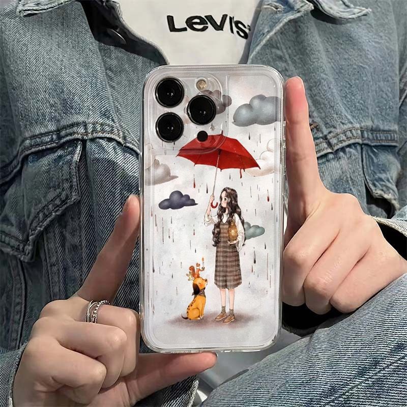 Cover protettiva per iphone con design ragazza con ombrello_voghion.com