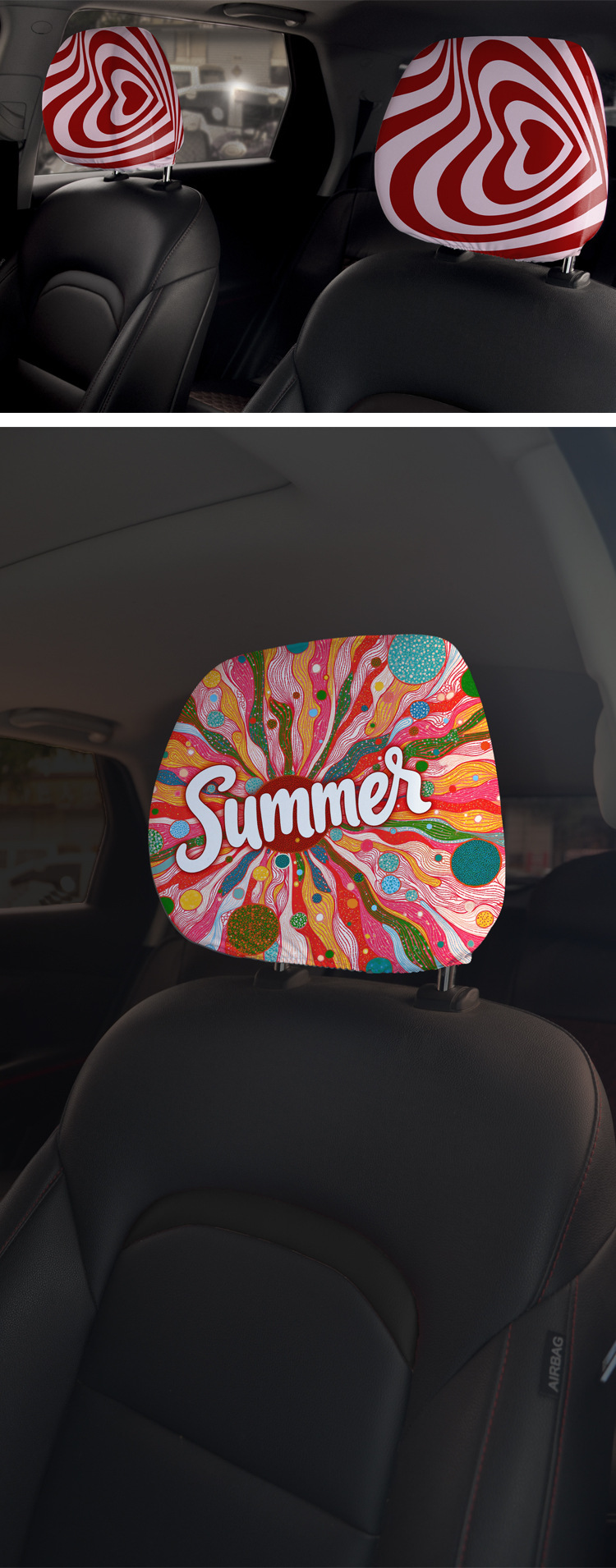 Cross-Border Funny Dog ​​Car Headrest Cover Seat Pillow Cover Dustproof Seat Cover All-Inclusive Elastic Cloth Car Pillow Cover