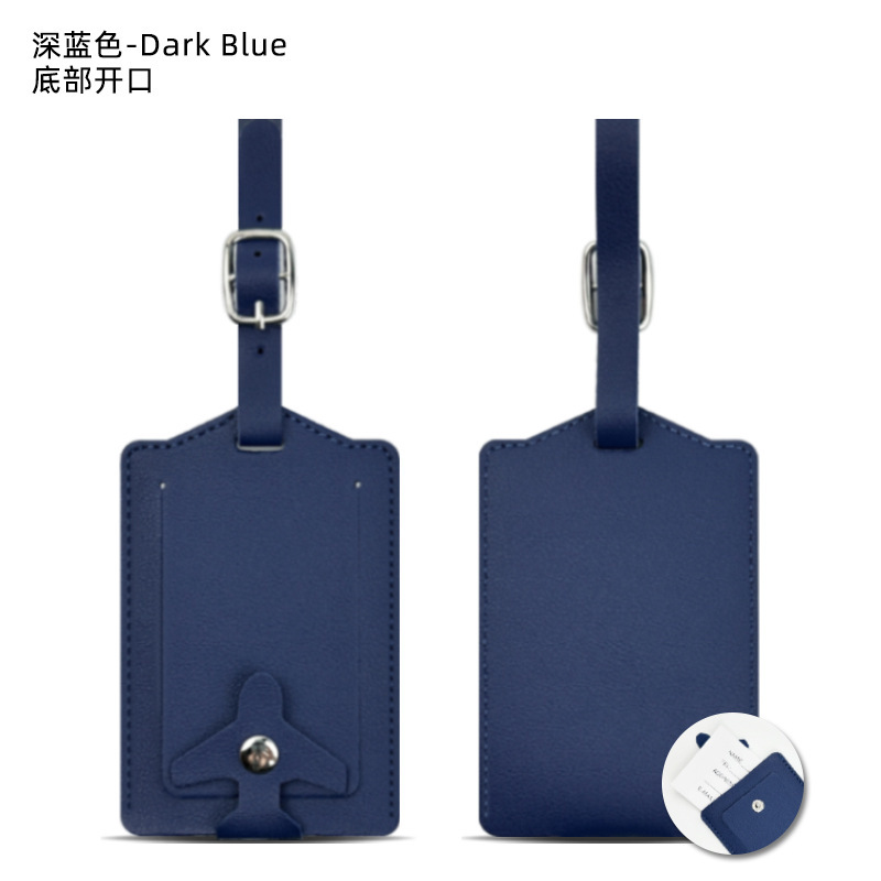 スポット 4 ボタン厚みのある PU レザー荷物タグ紛失防止および情報漏洩防止紙カード付きレザーバードキュメントタグ卸売|undefined
