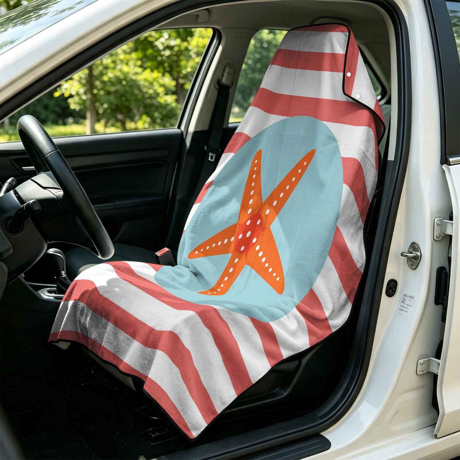 Summer bath towel and car seat cover 2-in-1, ultra-fine fiber outdoor beach and car dual-use universal seat cushion