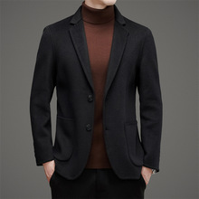 羊毛西装秋冬新款中青年时尚韩版双面尼修身外套毛呢休闲大衣西服