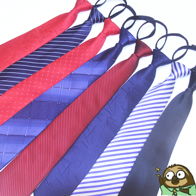 Men's zipper 8cm tie easy to pull lazy people free knot uniform business group unit manufacturers wholesale custom