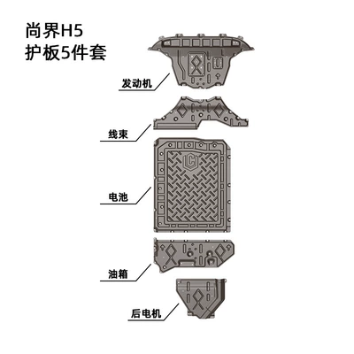 Suitable for Shangjie H5 Chassis Protection Plate 2025 Full Vehicle New Energy Lower Guard Plate Armor Wear-Resistant and Impact-Resistant (Underbody protection plate/engine baffle) - manganese-steel-12mm-25-shangjie-h5-range-extending-235km-five-piece-set-engine-wiring-harness-battery-fuel-tank-rear-motor-guard