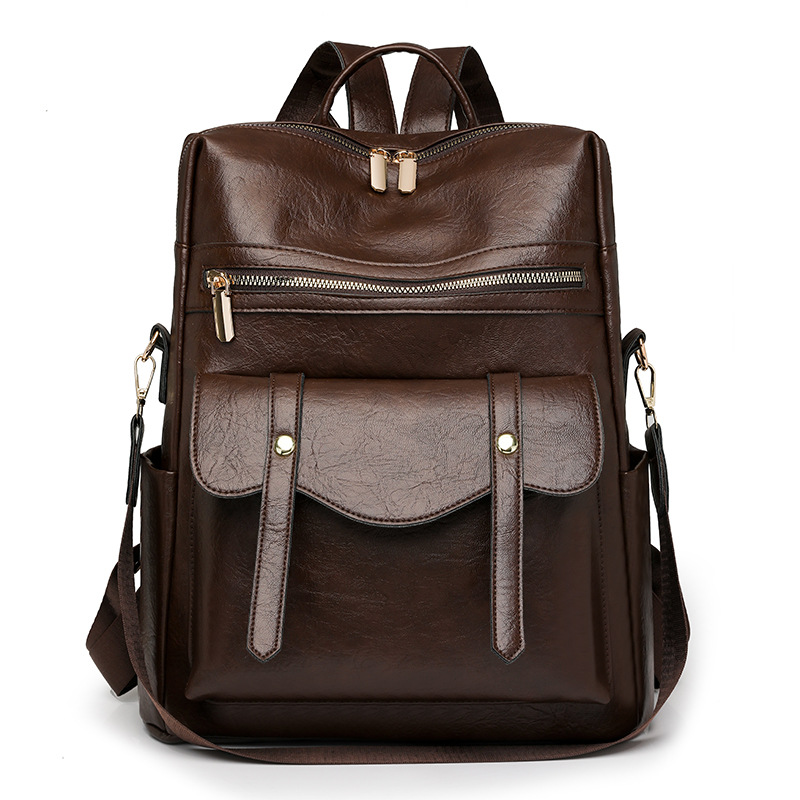 Mochila de PU de mujer retro de nuevo estilo transfronterizo moda de alto valor de gran capacidad paquete de mochila de doble propósito al por mayor