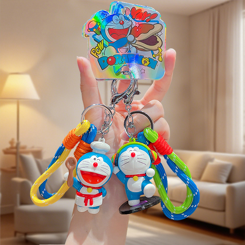 Authentic Doraemon Professional Dress-Up Full Series Keychain Pendant Key Hand Rope Cartoon Doll School Bag Pendant