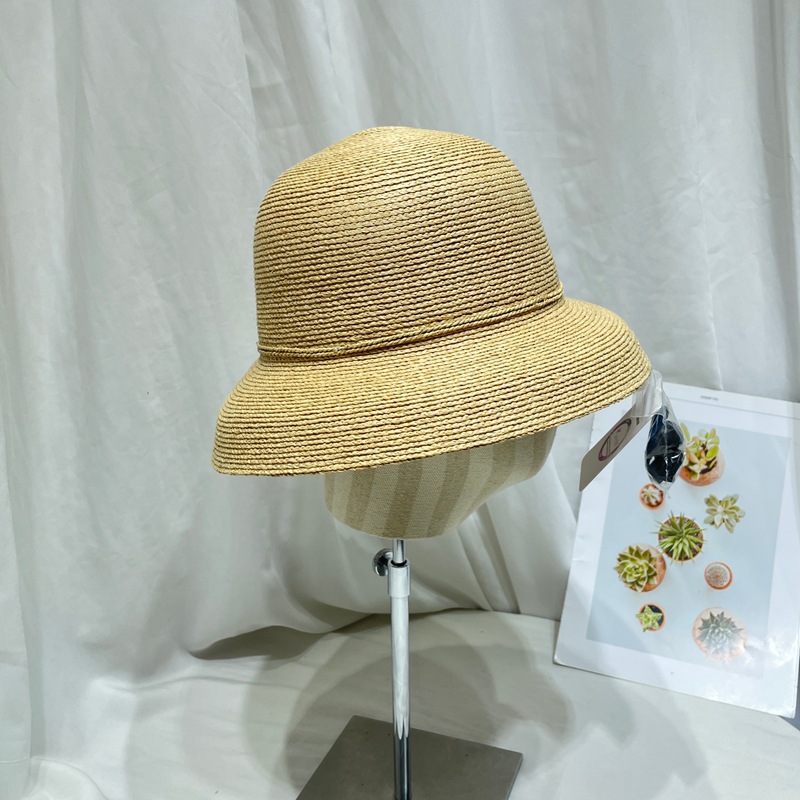 Hepburn Style Floral Raffia Straw Bucket Hat For Summer Beach_voghion.com