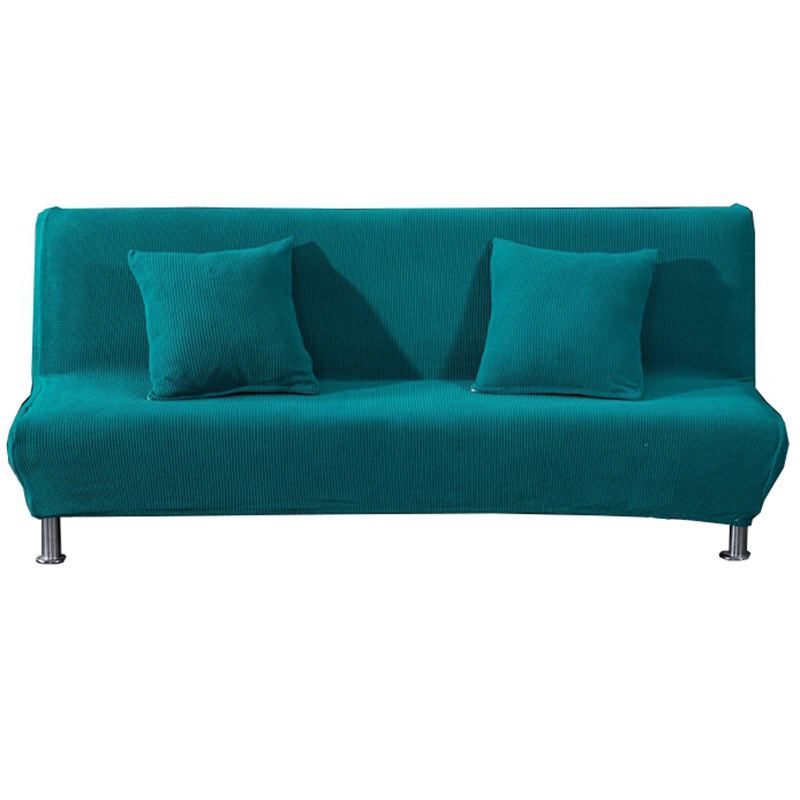 Copridivano letto matrimoniale in velluto di mais elasticizzato senza braccioli, tinta unita, a copertura totale_voghion.com