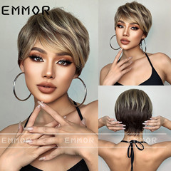 2023 New Fashion Hot Selling Summer Short Hair European and American Style Natural Wig for Women Short Hair Youthful Full Head Wig
