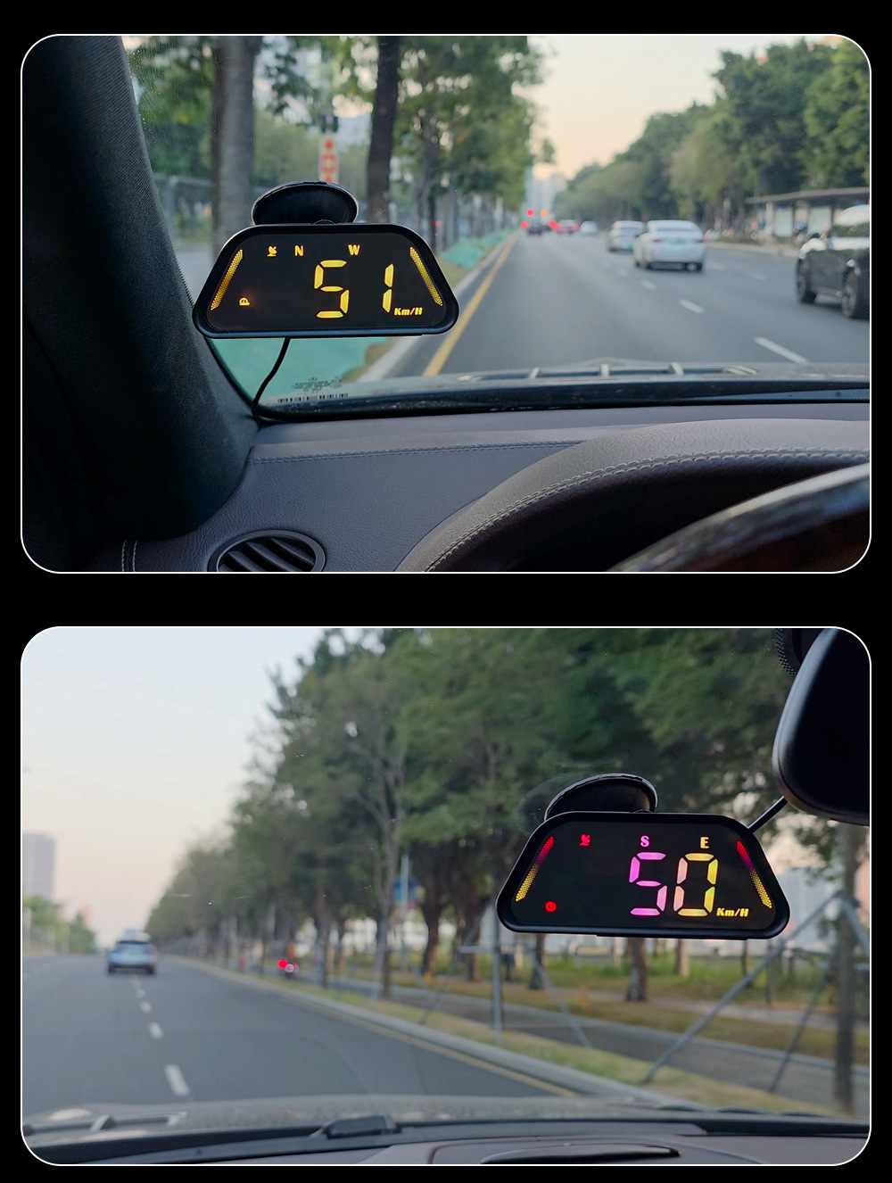 Car Hud Head-Up Display Universal for Cars with Beidou Gps, Altitude, Date, Speedometer, High-Definition Display, Colorful Display