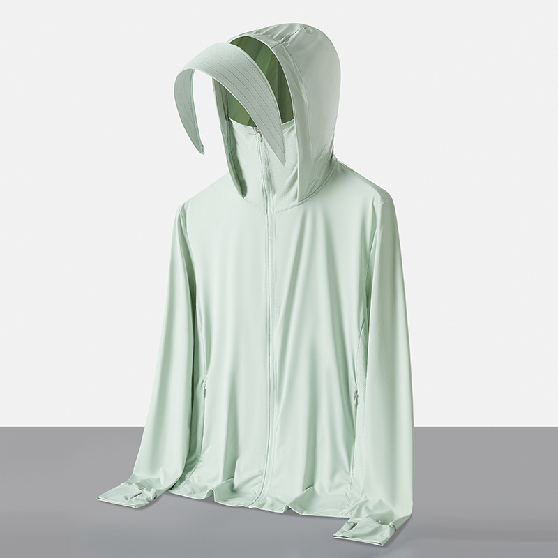 Hombre y mujer desmontables chaqueta protector solar hielo anti-UV al aire libre chaqueta de piel logotipo impresa