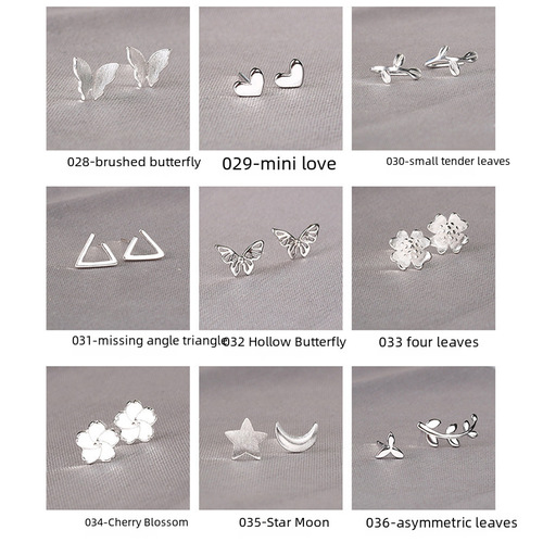 Collection 1: Popular Street Vendor Supplies 925 Pure Silver Needle Earrings Creative Korean Style Small Earrings for Women Mini Heart Earrings