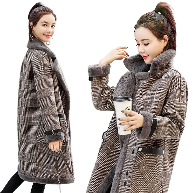 Dameskleding Dikke wollen bontjas voor dames, middellange en lange lengte, herfst en winter, warme en stijlvolle winterkleding_voghion.com