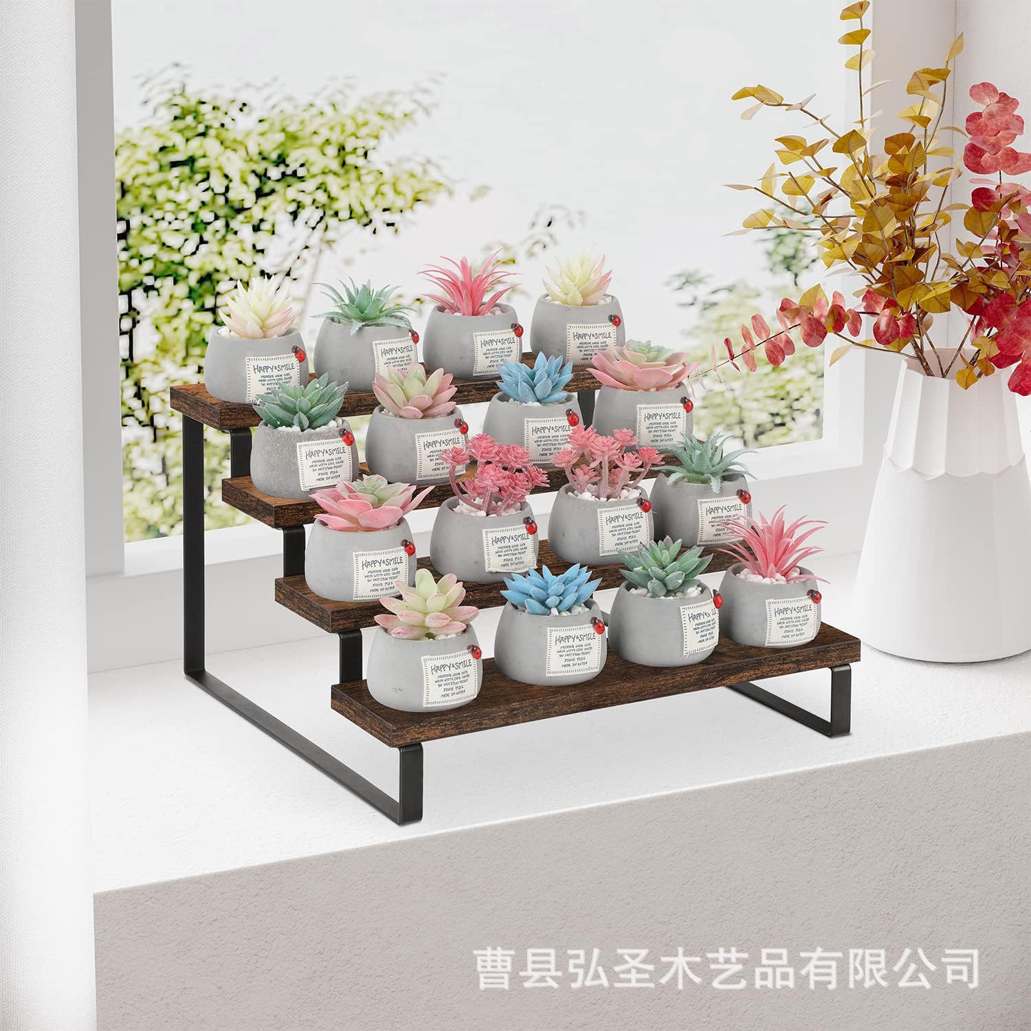 Soporte de exhibición de madera de venta caliente de Amazon Soporte de mesa de múltiples gabinetes de cocina Soporte de almacenamiento de especias Soporte de exhibición de encimera en capas